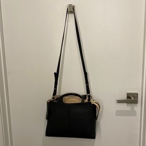 Zara Black and Beige Faux Leather Bag w/Strap